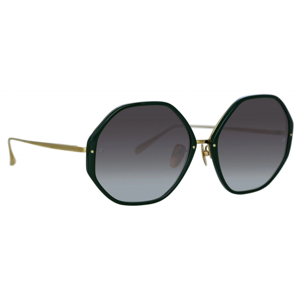 Linda Farrow - Alona Hexagon Sunglasses in Green - LFL901C21SUN - Linda Farrow Eyewear