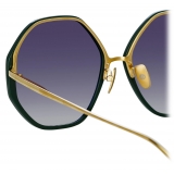 Linda Farrow - Alona Hexagon Sunglasses in Green - LFL901C21SUN - Linda Farrow Eyewear