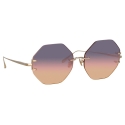 Linda Farrow - Arua Hexagon Sunglasses in Light Gold - LFL1267C1SUN - Linda Farrow Eyewear