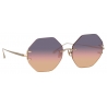 Linda Farrow - Arua Hexagon Sunglasses in Light Gold - LFL1267C1SUN - Linda Farrow Eyewear