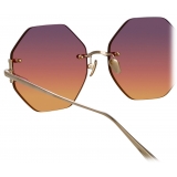 Linda Farrow - Arua Hexagon Sunglasses in Light Gold - LFL1267C1SUN - Linda Farrow Eyewear