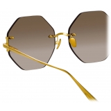 Linda Farrow - Arua Hexagon Sunglasses in Yellow Gold - LFL1267C1SUN - Linda Farrow Eyewear