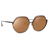 Linda Farrow - Aspen Hexagon Sunglasses in Nickel and Rose Gold - LFL1355C4SUN - Linda Farrow Eyewear