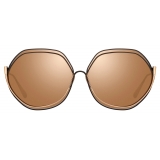 Linda Farrow - Aspen Hexagon Sunglasses in Nickel and Rose Gold - LFL1355C4SUN - Linda Farrow Eyewear