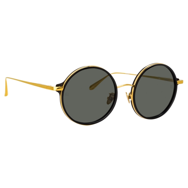 Linda Farrow - Bara Round Sunglasses in Black - LFL1247C4SUN