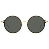 Linda Farrow - Bara Round Sunglasses in Black - LFL1247C4SUN - Linda Farrow Eyewear