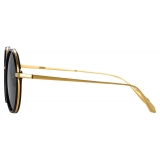 Linda Farrow - Bara Round Sunglasses in Black - LFL1247C4SUN - Linda Farrow Eyewear