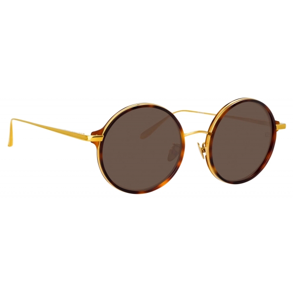 Linda Farrow - Bara Round Sunglasses in Tortoiseshell - LFL1247C5SUN - Linda Farrow Eyewear