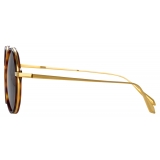 Linda Farrow - Bara Round Sunglasses in Tortoiseshell - LFL1247C5SUN - Linda Farrow Eyewear