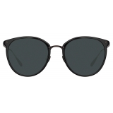 Linda Farrow - Calthorpe Oval Sunglasses in Black Matt Nickel - LFL251C79SUN - Linda Farrow Eyewear