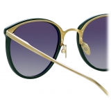 Linda Farrow - Calthorpe Oval Sunglasses in Green - LFL251C80SUN - Linda Farrow Eyewear