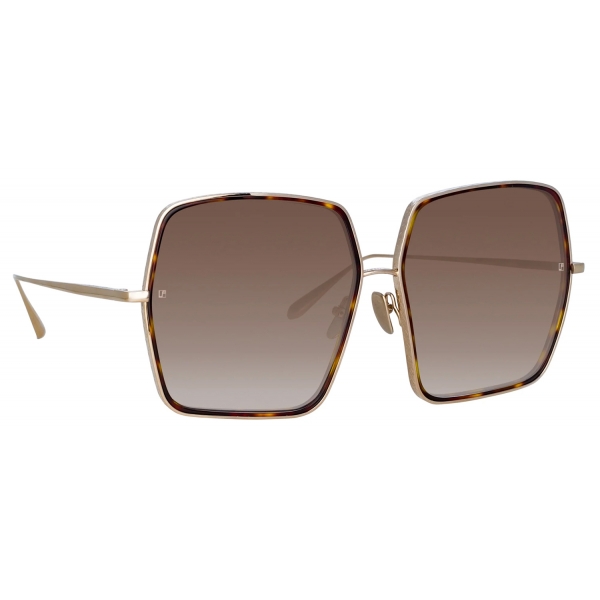 Linda Farrow - Camaro Oversized Sunglasses in Light Gold - LFL1349C2SUN - Linda Farrow Eyewear