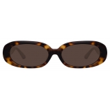 Linda Farrow - Cara Oval Sunglasses in Tortoiseshell - LFL1252C2SUN - Linda Farrow Eyewear