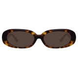 Linda Farrow - Occhiali da Sole Cara Oval in Tartaruga - LFL1252C2SUN - Linda Farrow Eyewear