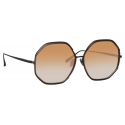 Linda Farrow - Camila Hexagon Sunglasses in Nickel Camel - LFL1208C6SUN - Linda Farrow Eyewear