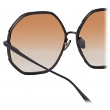 Linda Farrow - Camila Hexagon Sunglasses in Nickel Camel - LFL1208C6SUN - Linda Farrow Eyewear