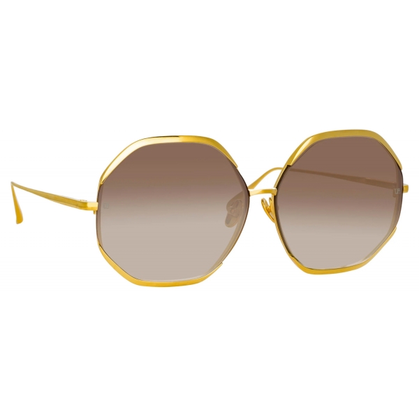 Linda Farrow - Camila Oversized Sunglasses in Yellow Gold ...