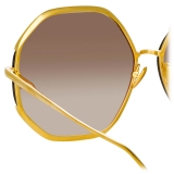 Linda Farrow - Occhiali da Sole Camila Oversized in Oro Giallo - LFL1208C1SUN - Linda Farrow Eyewear