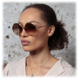 Linda Farrow - Occhiali da Sole Camila Oversized in Oro Giallo - LFL1208C1SUN - Linda Farrow Eyewear