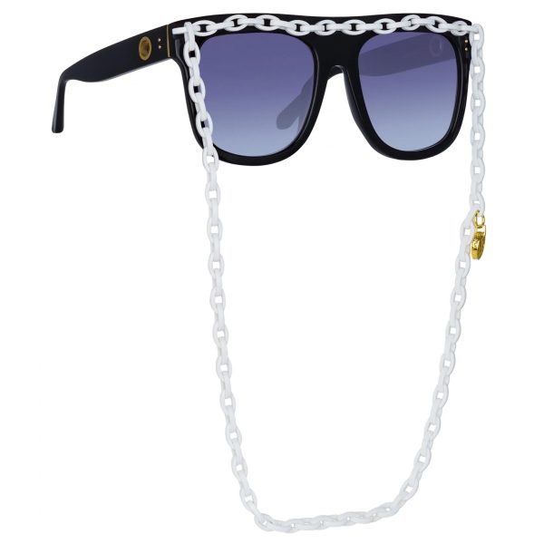 Linda Farrow - Dakota Flat Top Sunglasses in Black Gray - LFL1304C2SUN - Linda Farrow Eyewear