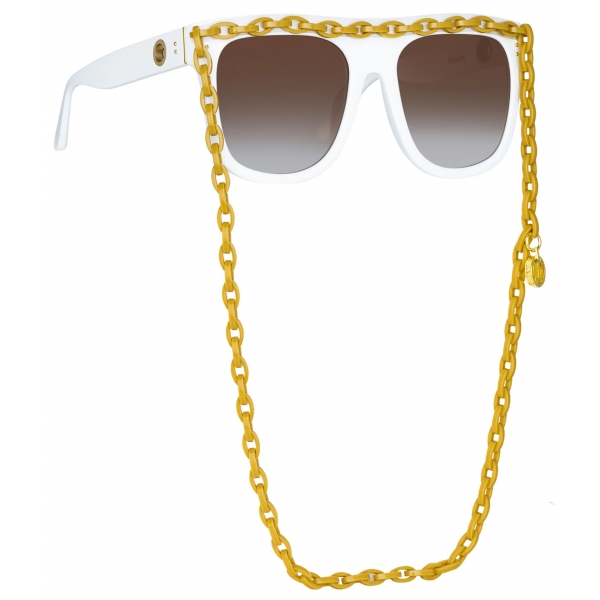 Linda Farrow - Dakota Flat Top Sunglasses in White - LFL1304C3SUN - Linda Farrow Eyewear