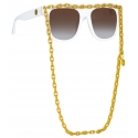 Linda Farrow - Dakota Flat Top Sunglasses in White - LFL1304C3SUN - Linda Farrow Eyewear