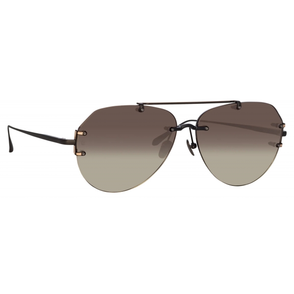 Linda Farrow - Duit Aviator Sunglasses in Black - LFL1266C1SUN - Linda Farrow Eyewear
