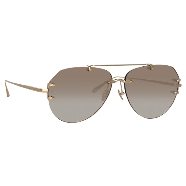 Linda Farrow - Duit Aviator Sunglasses in Light Gold - LFL1266C3SUN - Linda Farrow Eyewear