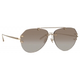 Linda Farrow - Occhiali da Sole Duit Aviator in Oro Chiaro - LFL1266C3SUN - Linda Farrow Eyewear