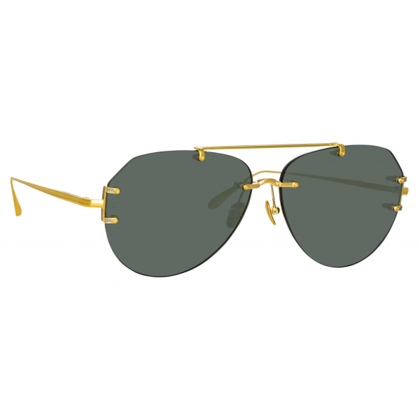 Linda Farrow - Duit Aviator Sunglasses in Yellow Gold - LFL1266C2SUN - Linda Farrow Eyewear