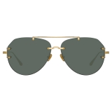 Linda Farrow - Duit Aviator Sunglasses in Yellow Gold - LFL1266C2SUN - Linda Farrow Eyewear