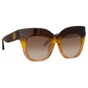 Linda Farrow - Occhiali da Sole Dunaway Oversized in Marrone - LFL1049C18SUN - Linda Farrow Eyewear