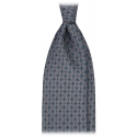 Viola Milano - Mystix Floral Selftipped Italian Silk Tie - Grey - Handmade in Italy - Luxury Exclusive Collection