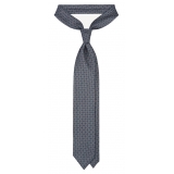 Viola Milano - Mystix Floral Selftipped Italian Silk Tie - Grey - Handmade in Italy - Luxury Exclusive Collection