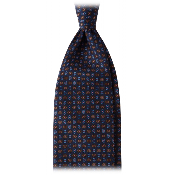 Viola Milano - Mystix Floral Selftipped Italian Silk Tie - Navy - Handmade in Italy - Luxury Exclusive Collection