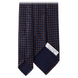 Viola Milano - Mystix Floral Selftipped Italian Silk Tie - Navy - Handmade in Italy - Luxury Exclusive Collection