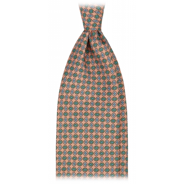 Viola Milano - Mystix Floral Selftipped Italian Silk Tie - Sand - Handmade in Italy - Luxury Exclusive Collection