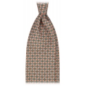 Viola Milano - Mystix Floral Selftipped Italian Silk Tie - Sand - Handmade in Italy - Luxury Exclusive Collection