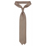 Viola Milano - Mystix Floral Selftipped Italian Silk Tie - Sand - Handmade in Italy - Luxury Exclusive Collection