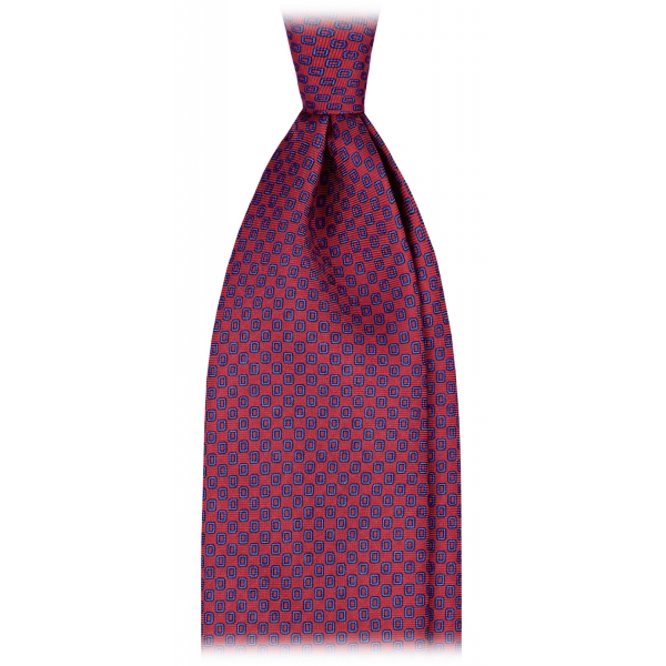 Viola Milano - Oval Pattern Selftipped Silk Tie - Red - Handmade in Italy - Luxury Exclusive Collection