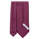 Viola Milano - Oval Pattern Selftipped Silk Tie - Red - Handmade in Italy - Luxury Exclusive Collection