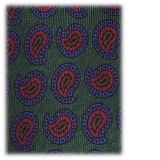 Viola Milano - Paisley Pattern Selftipped Italian Silk Tie - Forest - Handmade in Italy - Luxury Exclusive Collection