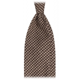 Viola Milano - Pied de Poule 100% Cashmere Tie - Brown/Sand - Handmade in Italy - Luxury Exclusive Collection