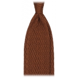 Viola Milano - Knitted Zig Zag Pattern Silk Tie - Light Brown - Handmade in Italy - Luxury Exclusive Collection