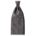 Viola Milano - Pied de Poule Wool 3-Fold Tie - Grey Mix - Handmade in Italy - Luxury Exclusive Collection