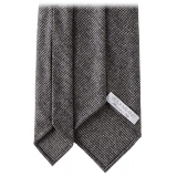 Viola Milano - Pied de Poule Wool 3-Fold Tie - Grey Mix - Handmade in Italy - Luxury Exclusive Collection