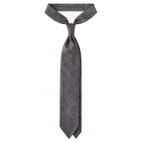 Viola Milano - Pied de Poule Wool 3-Fold Tie - Grey Mix - Handmade in Italy - Luxury Exclusive Collection