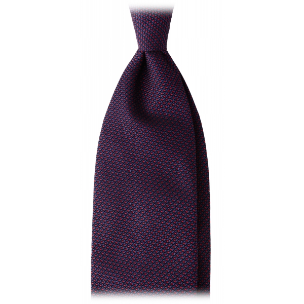 Viola Milano - Cravatta Granatina 3 Pieghe Pin Dot - Navy/Vino - Handmade in Italy - Luxury Exclusive Collection