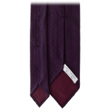 Viola Milano - Cravatta Granatina 3 Pieghe Pin Dot - Navy/Vino - Handmade in Italy - Luxury Exclusive Collection