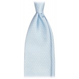 Viola Milano - Pin Dot Selftipped Silk Tie - Light Blue/White - Handmade in Italy - Luxury Exclusive Collection